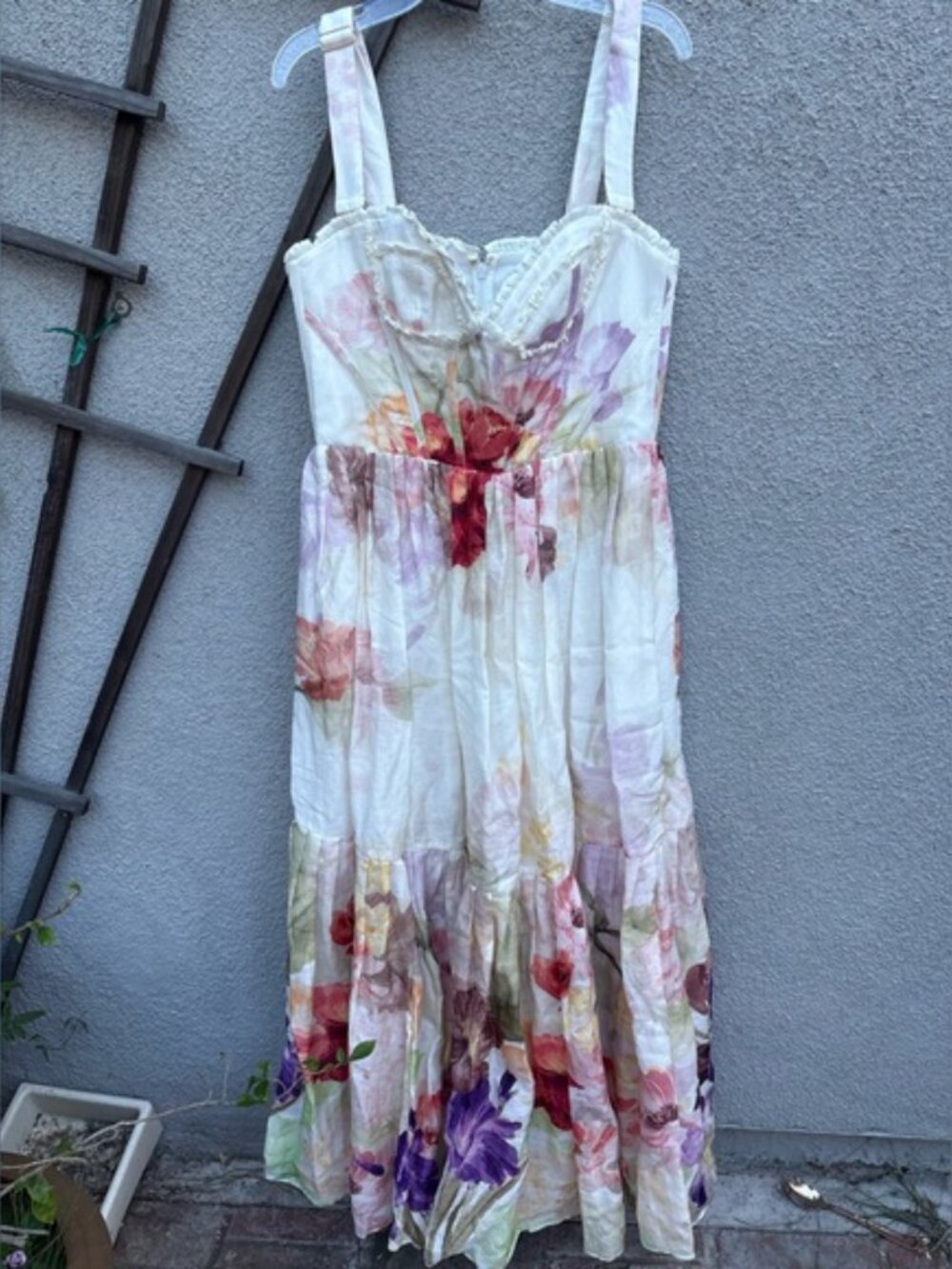 Leo Lin Rose Floral Bustier Dress Midi AUS 12 US 8 - Picture 5 of 12